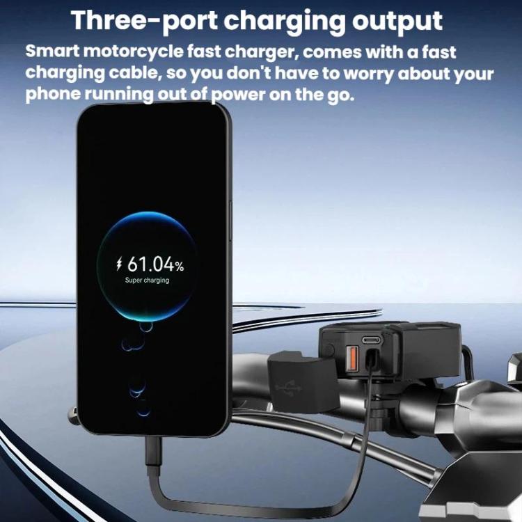 CS-2035A1 IP65 Waterproof Dustproof Motorcycle Phone Charger Retractable USB Charging Cable - Black