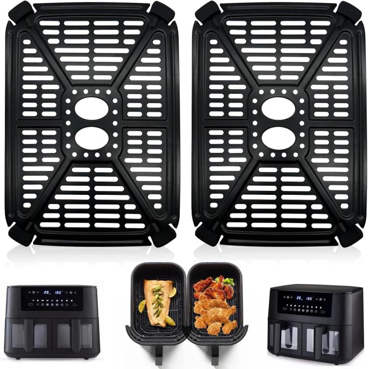 2pcs /Pack Crisper Tray & Drip Pan for Holstein Housewares 8.4QT Dual Basket Digital Air Fryer - Black