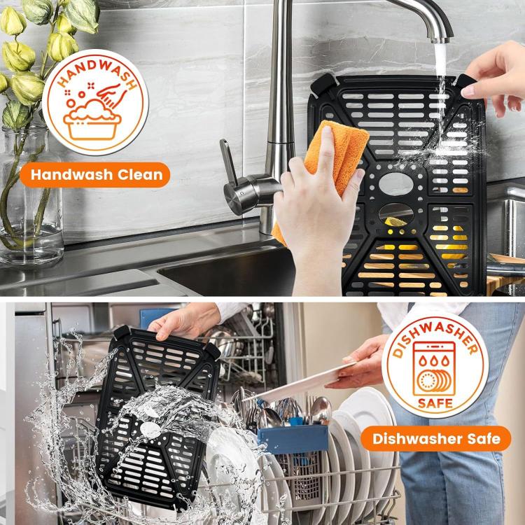 2pcs /Pack Crisper Tray & Drip Pan for Holstein Housewares 8.4QT Dual Basket Digital Air Fryer - Black
