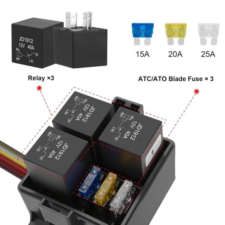 Car Pre-Wired Waterproof Fuse Relay Box Automotive Fuse Relay Holder, Spec: 24V 4-Pin