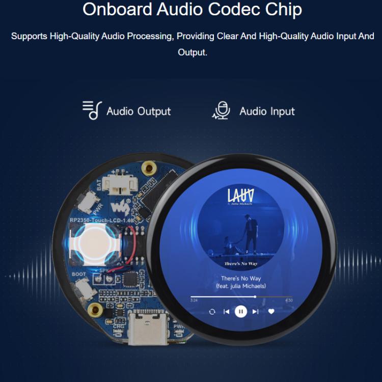 WAVESHARE RP2350 High-Performance Microcontroller Development Board Features 1.46-Inch Round Touchscreen Display - With Cover Glass