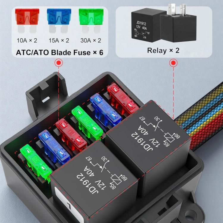 Car 6-Way Pre-Wired Waterproof Fuse Relay Box Automotive Fuse Relay Holder, Spec:  12V 4-Pin