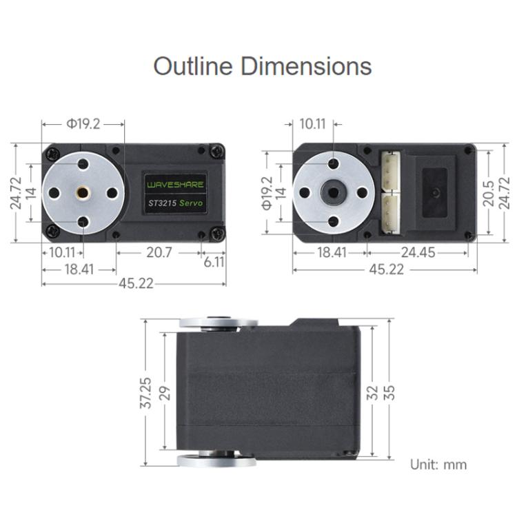 WAVESHARE High-Precision High-Torque 360-Degree Magnetic Encoder Serial Bus Servo Motor - 19.5kg.cm 7.4V