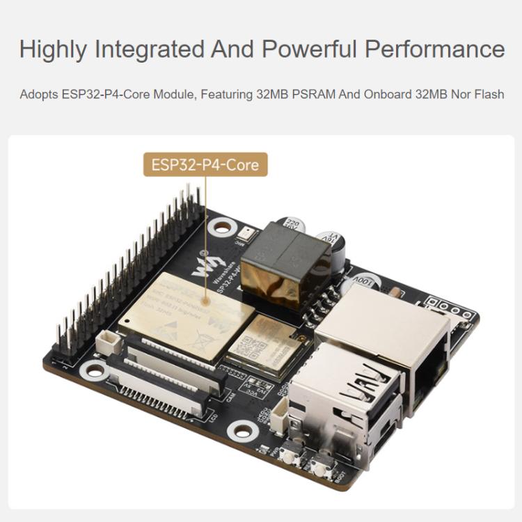 WAVESHARE ESP32-P4-WIFI6-POE-ETH Development Board Supports Power Over Ethernet  - PoE - Basic Package