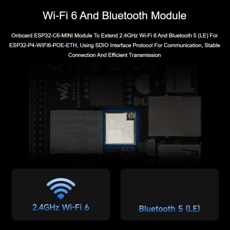 WAVESHARE ESP32-P4-WIFI6-POE-ETH Development Board Supports Power Over Ethernet  - PoE - Basic Package