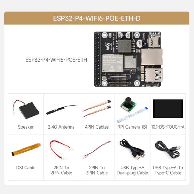WAVESHARE ESP32-P4-WIFI6-POE-ETH Development Board Supports Power Over Ethernet  - PoE - Package D
