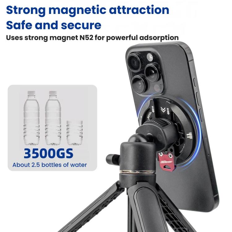 OGLemon ME60S Magnetic Phone Mount Base Cold Shoe Tripod Aluminum Alloy Photography Selfie Stick 1/4 inch Arca-Style Mounting Base Suction Cup