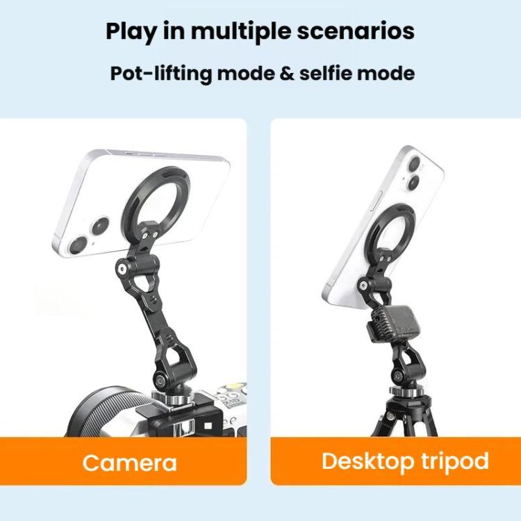 Cold Shoe Magnetic Folding Phone Holder Camera Horizontal Vertical Shooting Live Streaming Photography Stand - Alloy