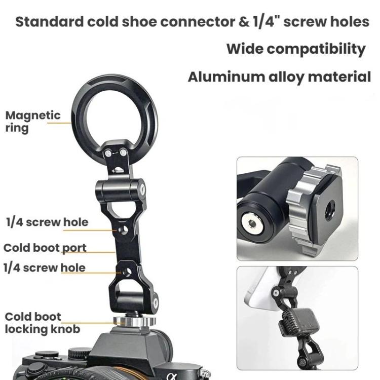 Cold Shoe Magnetic Folding Phone Holder Camera Horizontal Vertical Shooting Live Streaming Photography Stand - Alloy