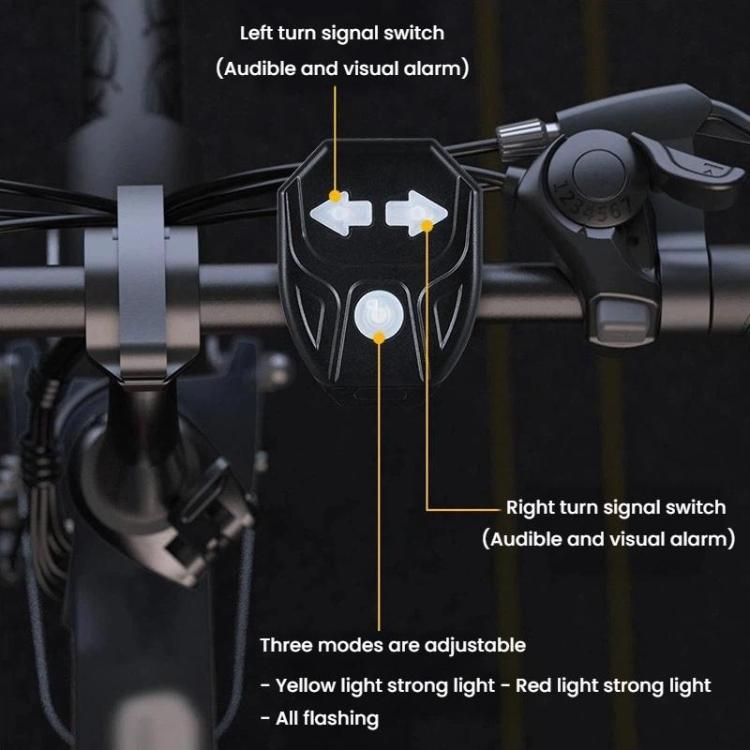 Bike Remote Control Turn Signal Taillight Detachable Mountain Bike Warning Light - Black