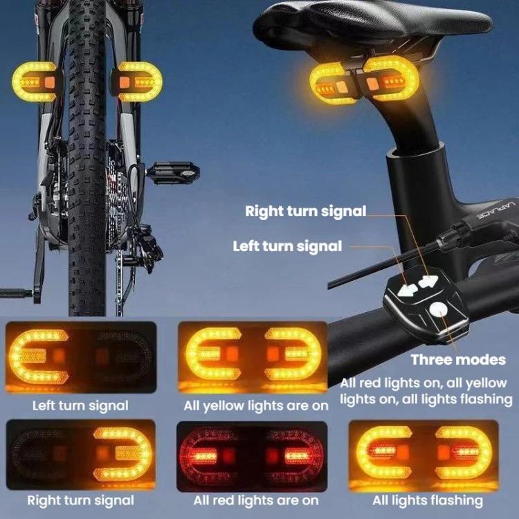 Bike Remote Control Turn Signal Taillight Detachable Mountain Bike Warning Light - Black