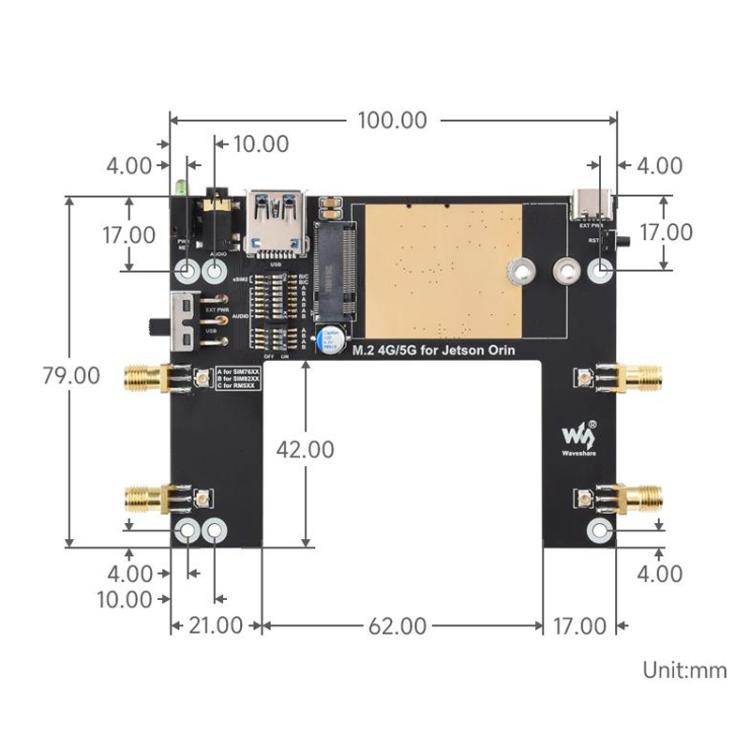 For Jetson Orin WAVESHARE 5G / 4G / 3G Module, Includes RM520N-GL Module, Supports 5G NSA And SA Networking, GNSS Positioning