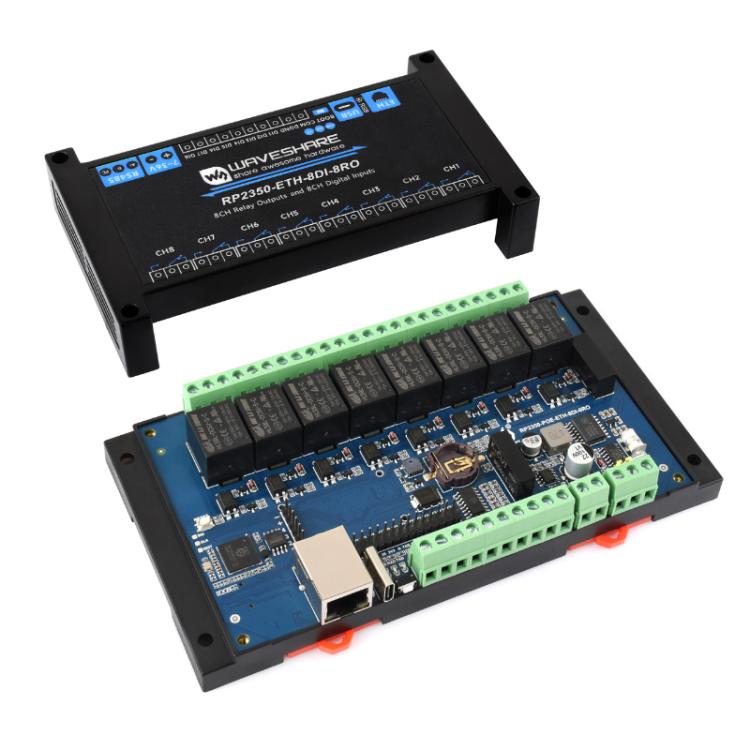 WAVESHARE RP2350 Industrial Control Board 8-Channel Network Relays Based On RP2350 Main Controller, Specification: Standard Network Port