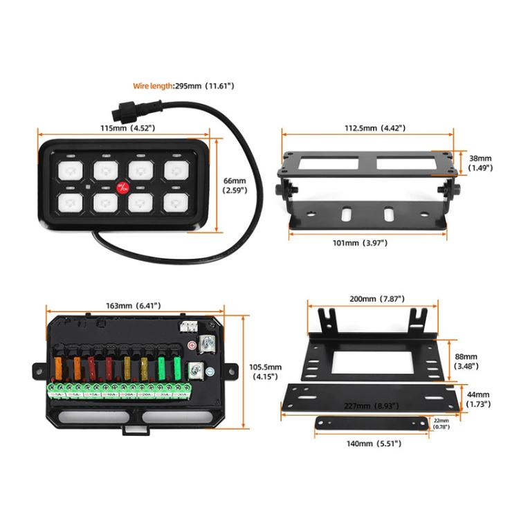 8 Gang Car Modified Spotlight Control Switch Assembly Panel Button Switch
