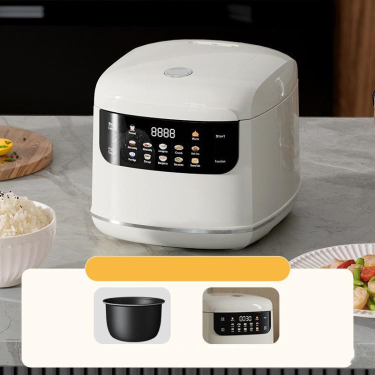 400W 2L Electric Rice Cooker with Color Screen 10 Preset Menus, 24H Smart Booking for 1-2 People UK Plug 220V - White
