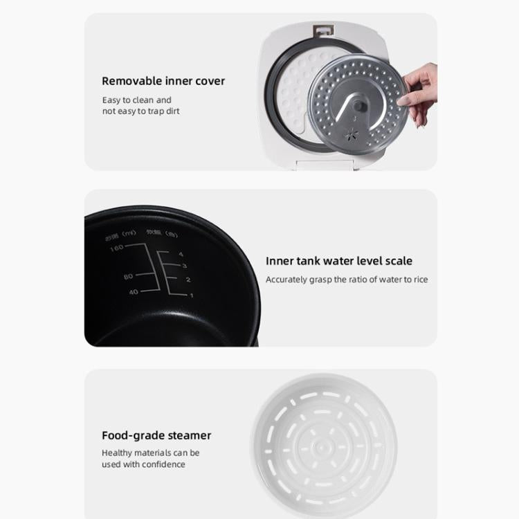 400W 2L Electric Rice Cooker with Color Screen 10 Preset Menus, 24H Smart Booking for 1-2 People US Plug 110V - White