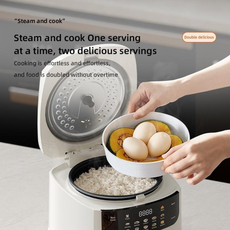 400W 2L Electric Rice Cooker with Color Screen 10 Preset Menus, 24H Smart Booking for 1-2 People US Plug 110V - White