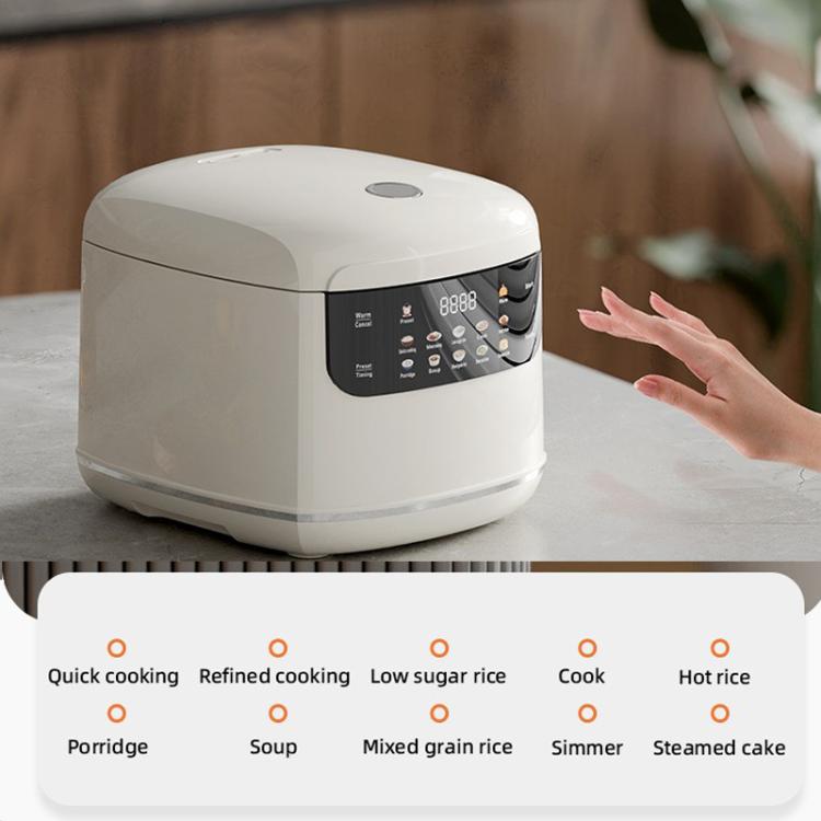 400W 2L Electric Rice Cooker with Color Screen 10 Preset Menus, 24H Smart Booking for 1-2 People UK Plug 220V - White