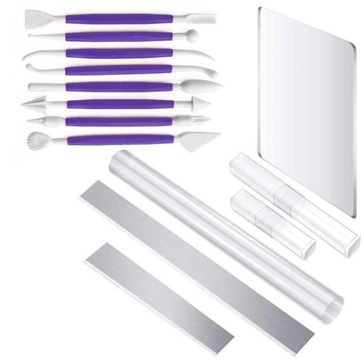 14pcs Pottery Tools Stone Clay Sculpting Knife Acrylic Rod DIY Shaping Board
