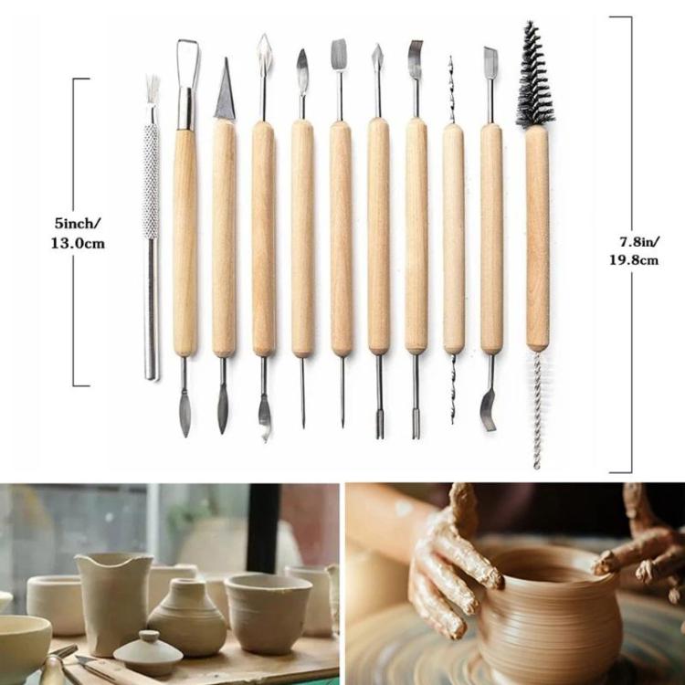 57pcs Pottery Tools Stone Clay Sculpting Knife Silicone Dotting Pen Nanatsuhon Detail Needles Scraper