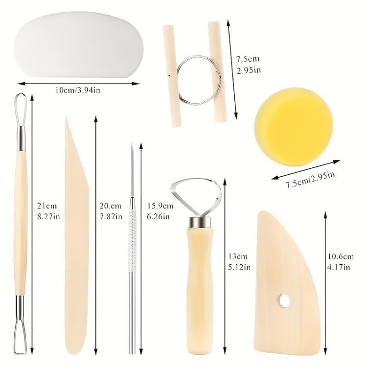 57pcs Pottery Tools Stone Clay Sculpting Knife Silicone Dotting Pen Nanatsuhon Detail Needles Scraper
