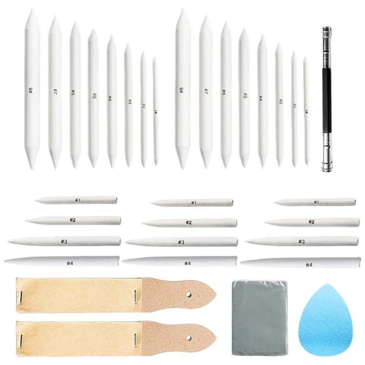 33pcs Sketching Drawing Tools Tipped Paper Blenders Kneaded Erasers Extenders DIY Graffiti Supplies