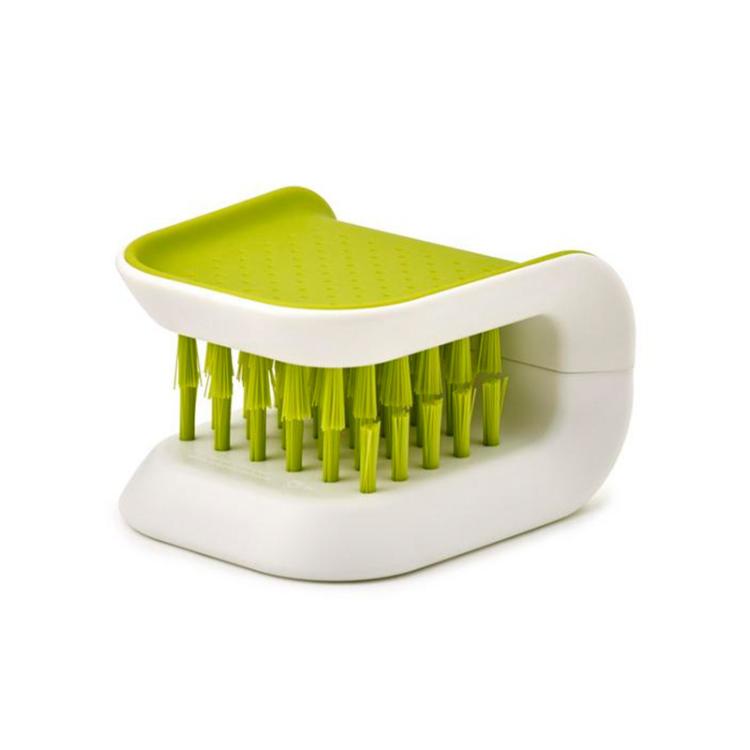 Knife Cleaning Brush U-Shaped Dual-Sided Scrubber for Knives, Spoons & Forks Hand-Safe Design Prevents Cuts - Green