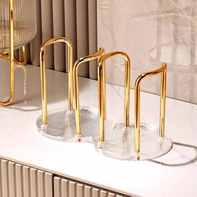 Acrylic Paper Cup Holder Single-Use Cup Dispenser, Spec: Dual-Cup Gold