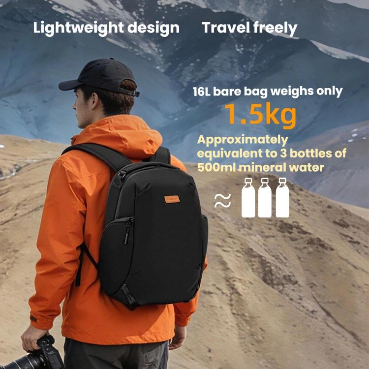 Cwatcun D248 Medium Camera Bag Waterproof High Capacity DSLR Digital Camera Backpack - Black