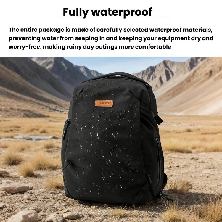 Cwatcun D248 Medium Camera Bag Waterproof High Capacity DSLR Digital Camera Backpack - Black
