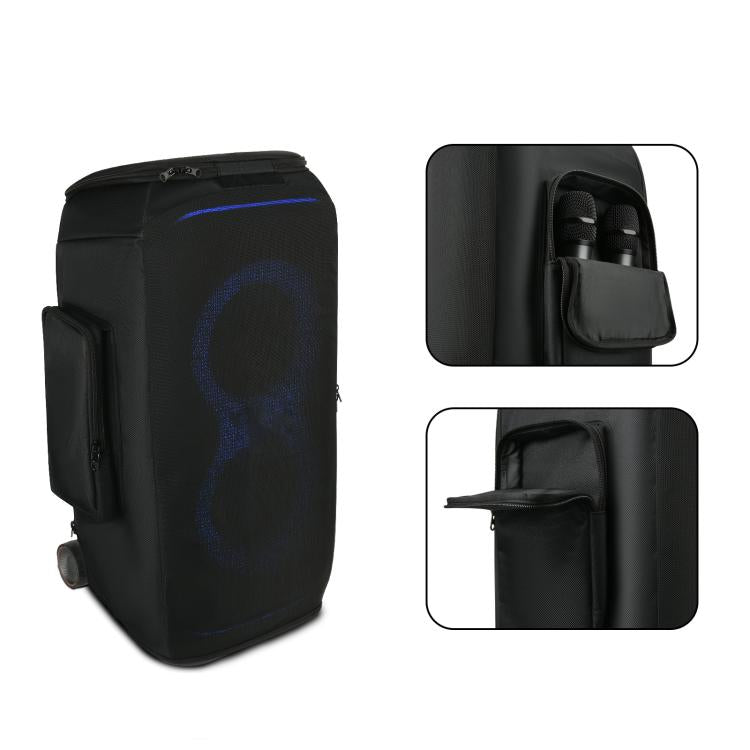 For JBL Partybox Stage 320 Speaker Upgraded Cover with Dual Side Pockets Nylon Mesh Case - Black