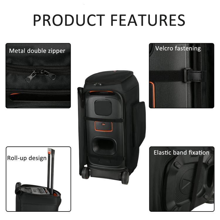 For JBL Partybox Stage 320 Speaker Upgraded Cover with Dual Side Pockets Nylon Mesh Case - Black