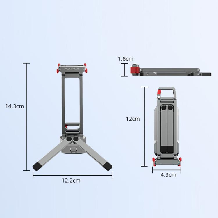 For DJI Osmo Action 6 / Nano Flymile Magnetic Quick-Release Tripod Bracket and Carabiner Clip - Gray