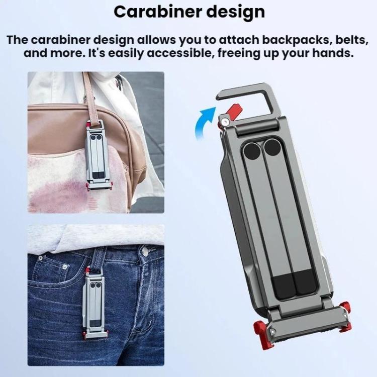 For DJI Osmo Action 6 / Nano Flymile Magnetic Quick-Release Tripod Bracket and Carabiner Clip - Gray