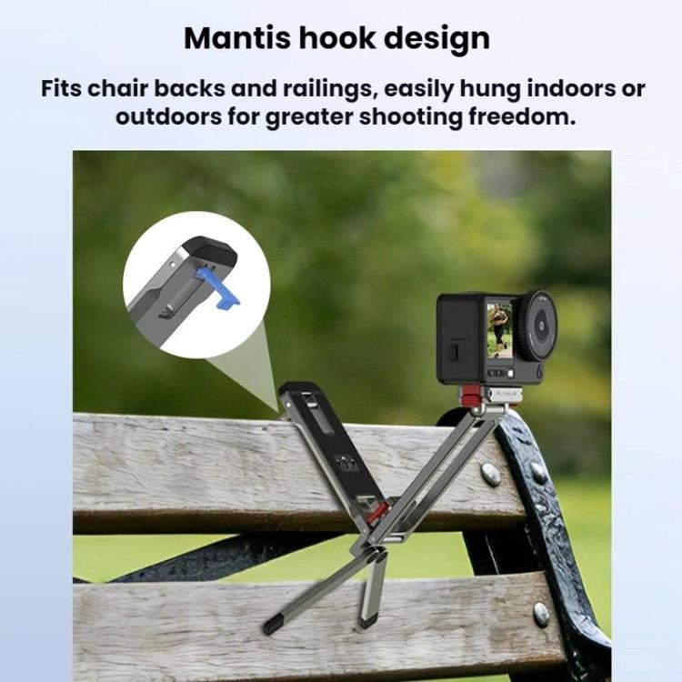 For DJI Osmo Action 6 / Nano Flymile Magnetic Quick-Release Tripod Bracket and Carabiner Clip - Gray
