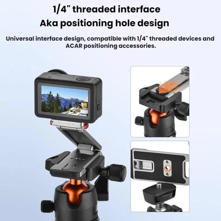 For DJI Osmo Action 6 / Nano Flymile Magnetic Quick-Release Tripod Bracket and Carabiner Clip - Gray
