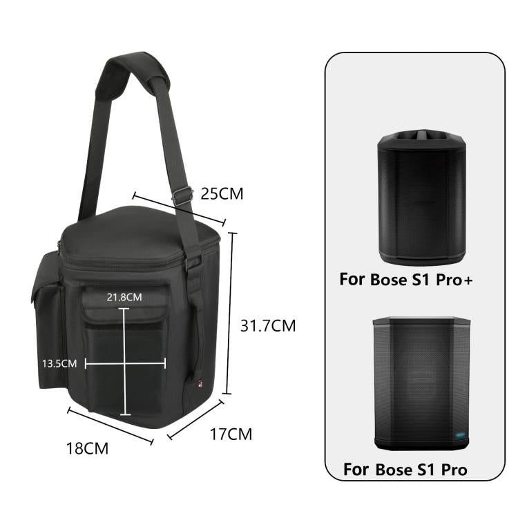 Crossbody Bag For Bose S1 Pro And S1 Pro+ Speaker Dual Pocket Shoulder Case - Black