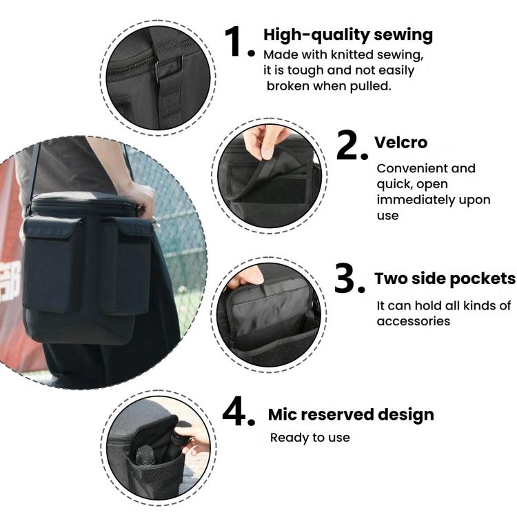 Crossbody Bag For Bose S1 Pro And S1 Pro+ Speaker Dual Pocket Shoulder Case - Black