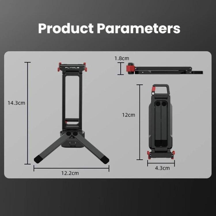 For DJI Osmo Action 3 / 4 / 5 Pro Magnetic Quick-Release Tripod Bracket with Carabiner Clip - Black