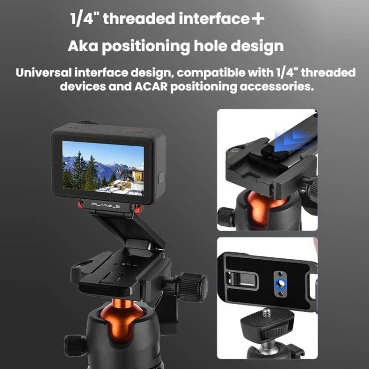 For DJI Osmo Action 3 / 4 / 5 Pro Magnetic Quick-Release Tripod Bracket with Carabiner Clip - Black