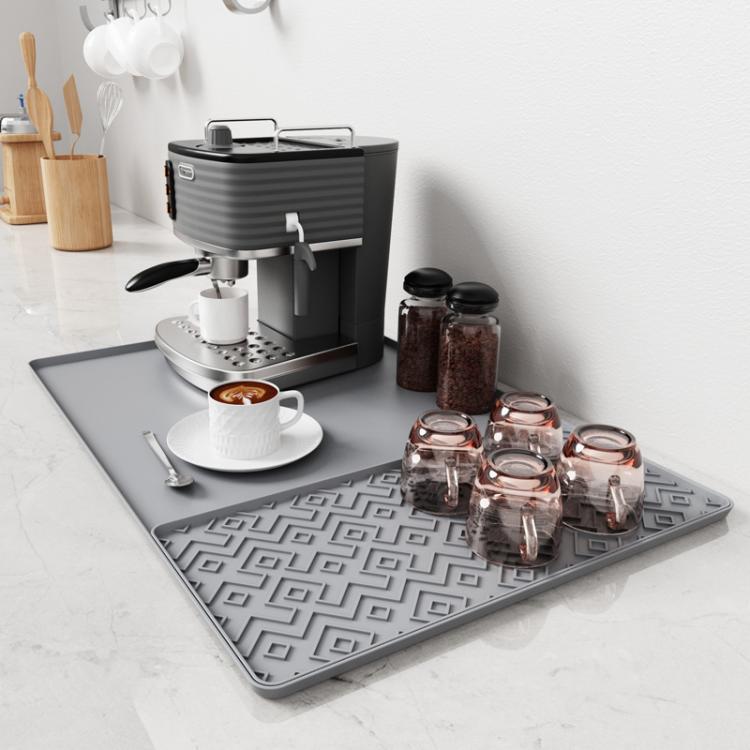 Silicone Coffee Machine Mat Non-Slip Heat-Resistant Draining Tray For Dining Table, Style: Loop Pattern Grey