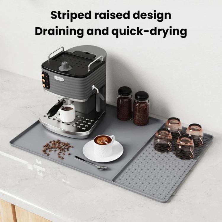 Silicone Coffee Machine Mat Non-Slip Heat-Resistant Draining Tray For Dining Table, Style: Vertical Stripes Grey