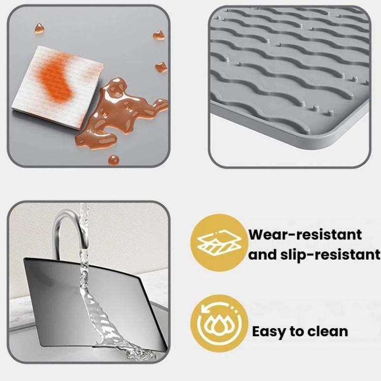 Silicone Coffee Machine Mat Non-Slip Heat-Resistant Draining Tray For Dining Table, Style: Horizontal Stripes Grey