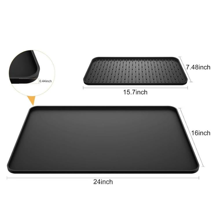 Silicone Coffee Machine Mat Non-Slip Heat-Resistant Draining Tray For Dining Table, Style: Horizontal Stripes Grey