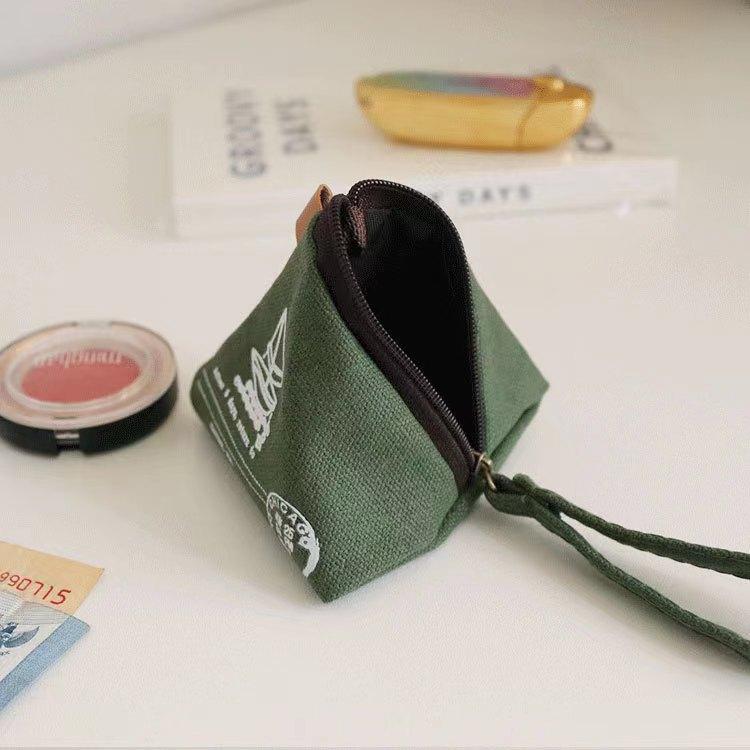 2pcs Retro Zongzi-Shaped Coin Purse Mini Canvas Coin Bag - Style and Color Delivery Random