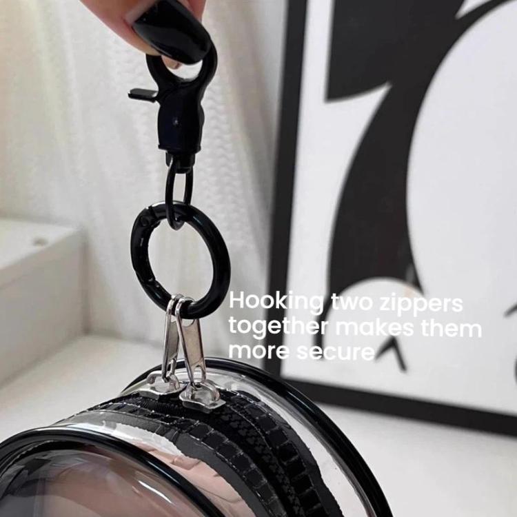 2pcs Data Cable Charger Transparent Storage Pouch Portable Earphone Storage Case With Keychain - White+Black