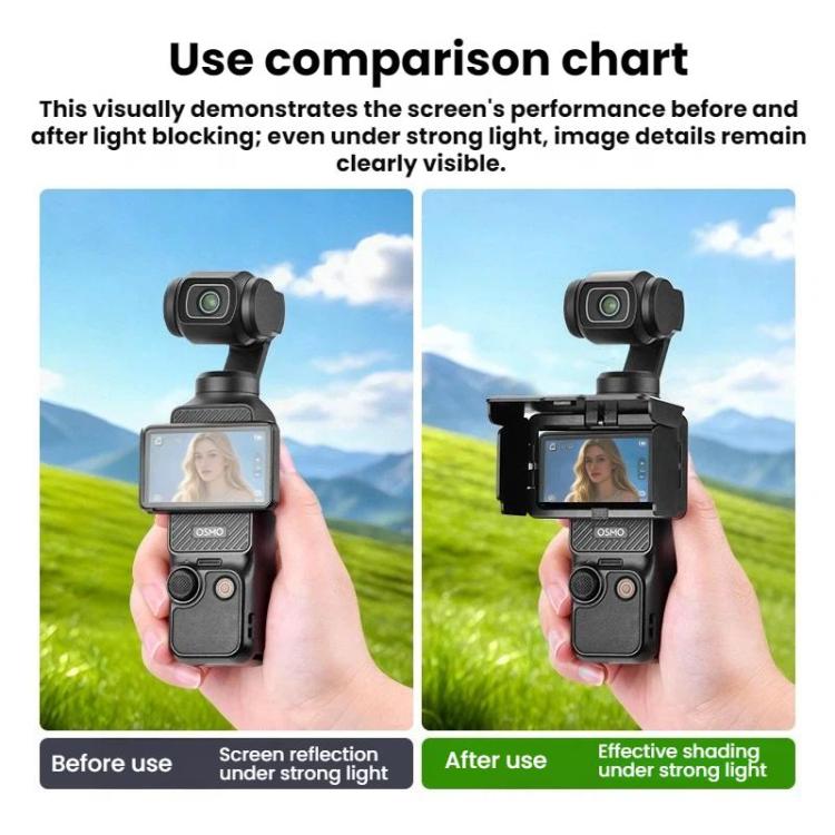 For DJI Osmo Pocket 3 BRDRC Foldable Screen Protector Sunshade - Black
