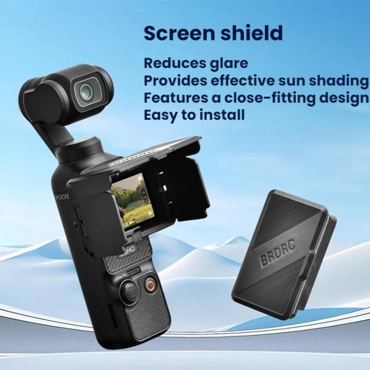 For DJI Osmo Pocket 3 BRDRC Foldable Screen Protector Sunshade - Black