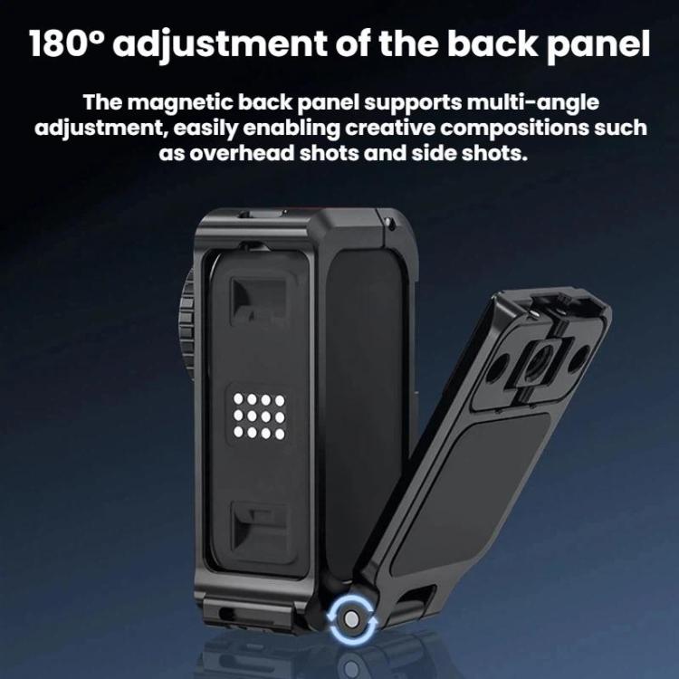 For DJI Osmo Nano Flymile Magnetic Expansion Bracket Metal Cage Protective Frame - Black
