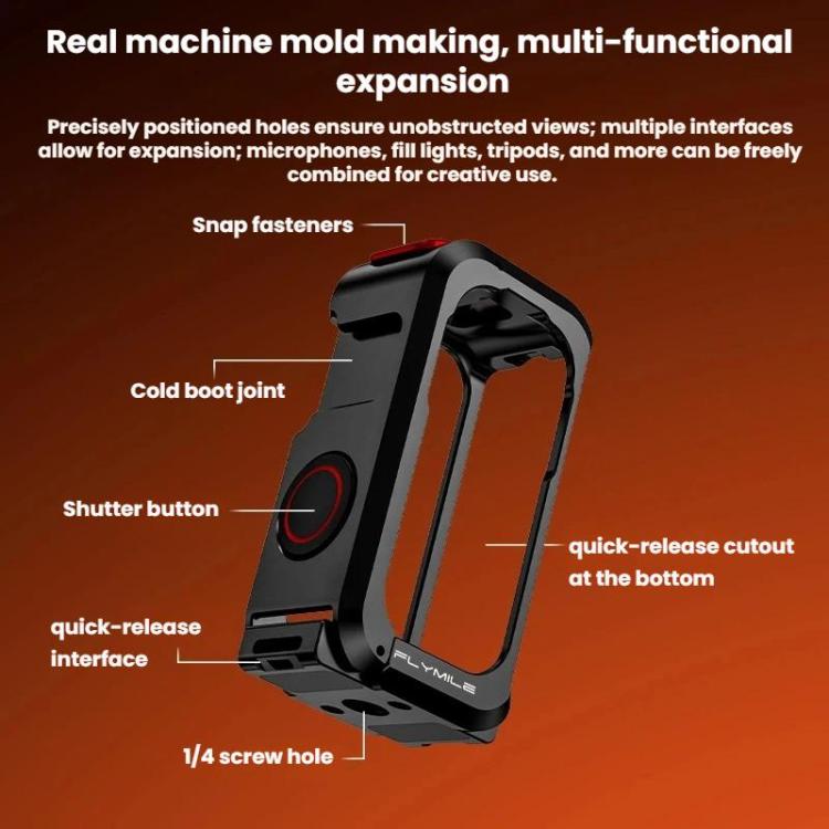 For DJI Osmo Nano Flymile Metal Cage Protective Case Extension Frame - Black